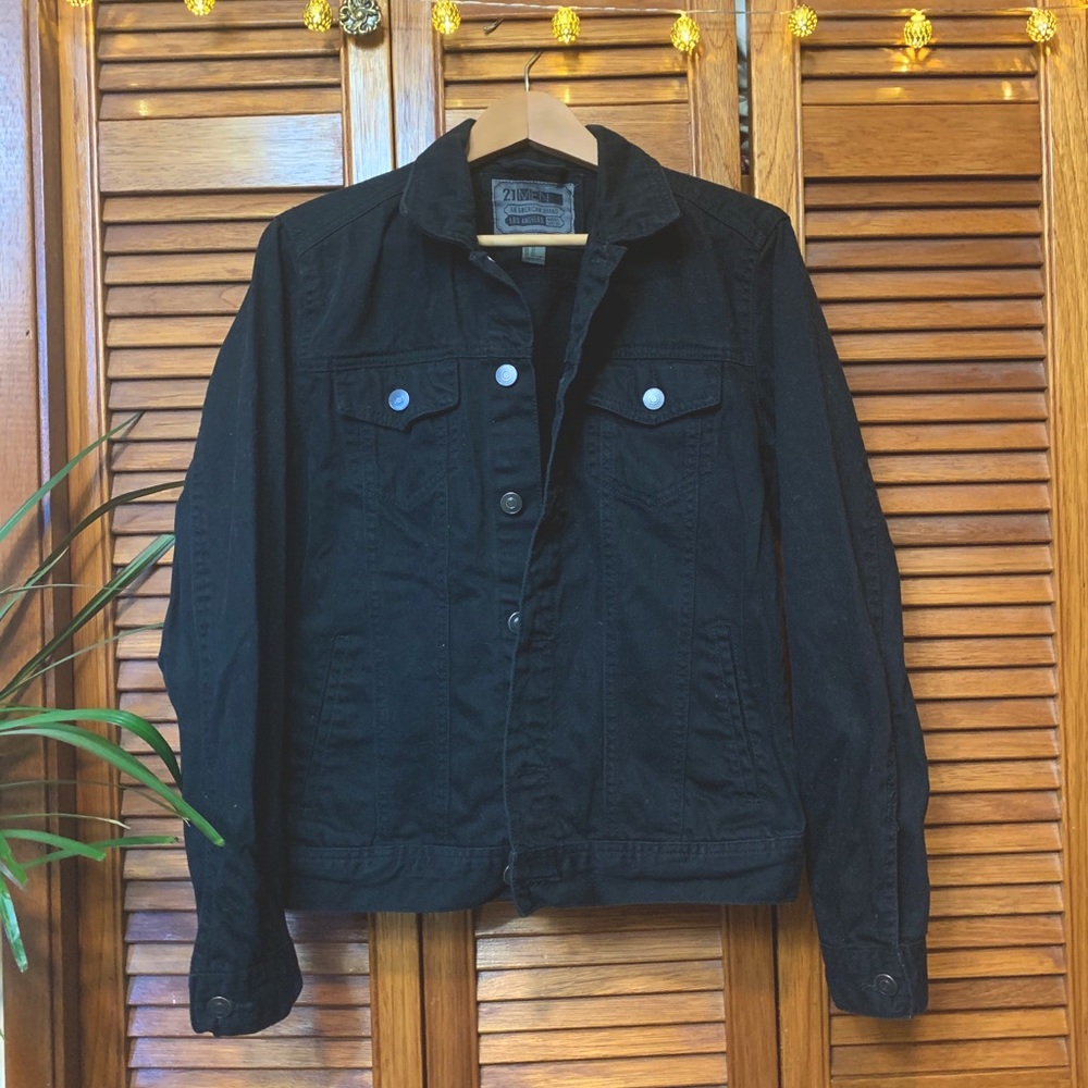 Oversized black denim jacket (21 Men)